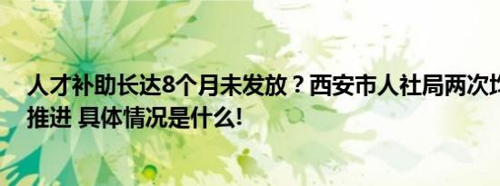 人才补助长达8个月未发放？西安市人社局两次均回复：正推进 具体情况是什么!