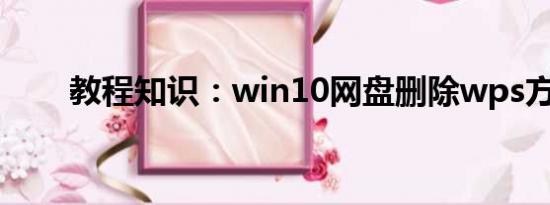 教程知识：win10网盘删除wps方法