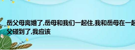 岳父母离婚了,岳母和我们一起住,我和岳母在一起了,被前岳父碰到了,我应该