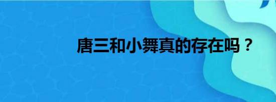 唐三和小舞真的存在吗？