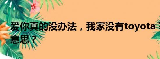 爱你真的没办法，我家没有toyota？这什么意思？