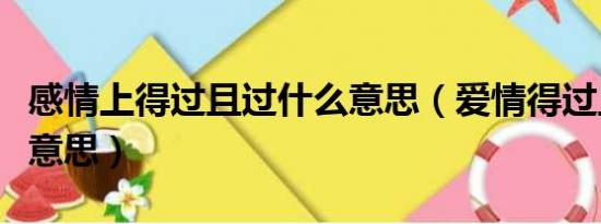 感情上得过且过什么意思（爱情得过且过什么意思）