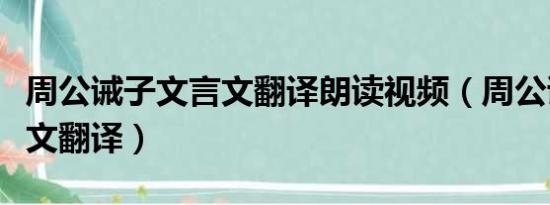 周公诫子文言文翻译朗读视频（周公诫子文言文翻译）