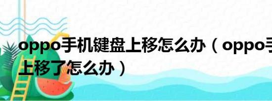 oppo手机键盘上移怎么办（oppo手机键盘上移了怎么办）