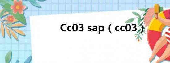 Cc03 sap（cc03）