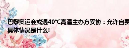 巴黎奥运会或遇40℃高温主办方妥协：允许自费安装空调 具体情况是什么!