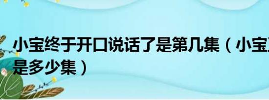 小宝终于开口说话了是第几集（小宝正式入学是多少集）