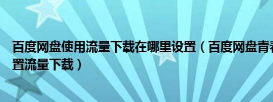 百度网盘使用流量下载在哪里设置（百度网盘青春版在哪设置流量下载）