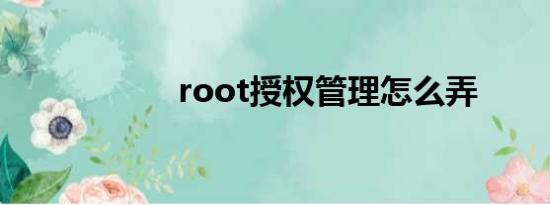 root授权管理怎么弄