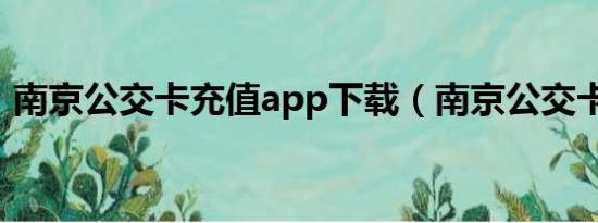 南京公交卡充值app下载（南京公交卡充值）