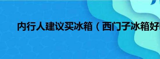 内行人建议买冰箱（西门子冰箱好吗）