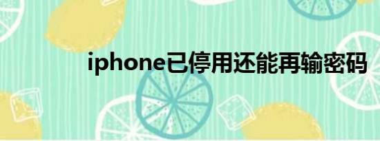 iphone已停用还能再输密码