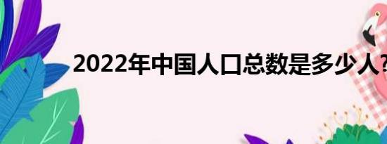 2022年中国人口总数是多少人?