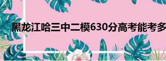 黑龙江哈三中二模630分高考能考多少分