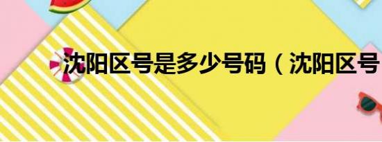 沈阳区号是多少号码（沈阳区号）