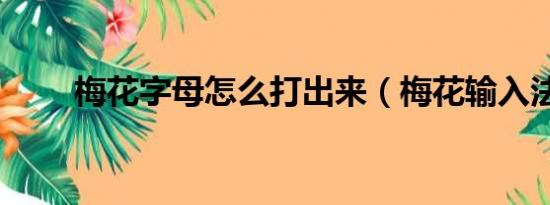 梅花字母怎么打出来（梅花输入法）