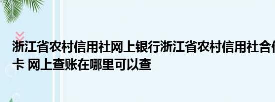 浙江省农村信用社网上银行浙江省农村信用社合作银行丰收卡 网上查账在哪里可以查