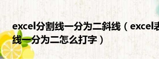 excel分割线一分为二斜线（excel表格分割线一分为二怎么打字）