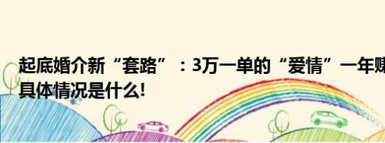 起底婚介新“套路”：3万一单的“爱情”一年赚走上百万 具体情况是什么!