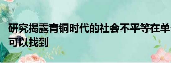 研究揭露青铜时代的社会不平等在单个家庭中可以找到