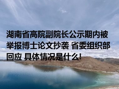 湖南省高院副院长公示期内被举报博士论文抄袭 省委组织部回应 具体情况是什么!