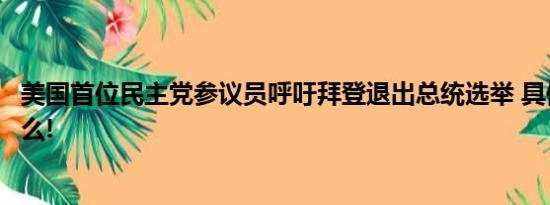 美国首位民主党参议员呼吁拜登退出总统选举 具体情况是什么!