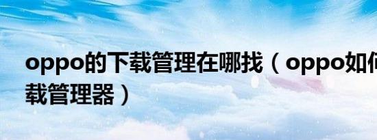 oppo的下载管理在哪找（oppo如何打开下载管理器）