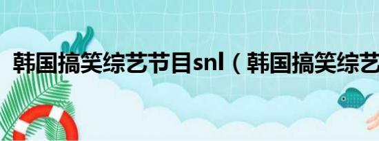 韩国搞笑综艺节目snl（韩国搞笑综艺节目）