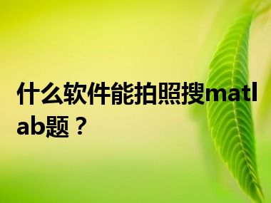 什么软件能拍照搜matlab题？