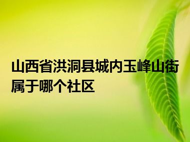 山西省洪洞县城内玉峰山街属于哪个社区