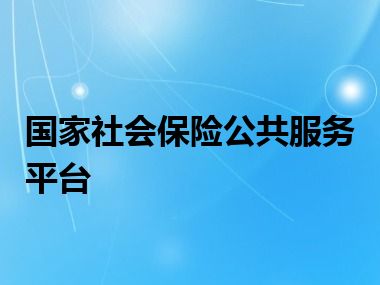 国家社会保险公共服务平台