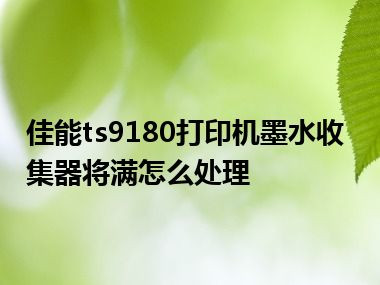 佳能ts9180打印机墨水收集器将满怎么处理