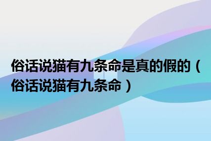 俗话说猫有九条命是真的假的（俗话说猫有九条命）