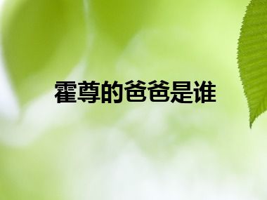 霍尊的爸爸是谁