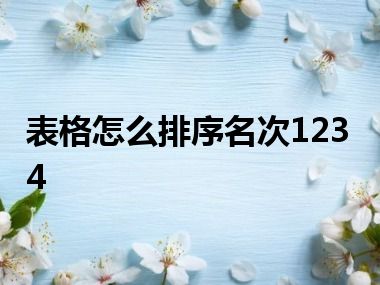 表格怎么排序名次1234