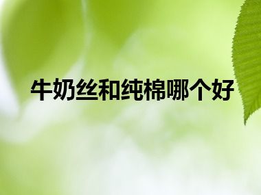 牛奶丝和纯棉哪个好