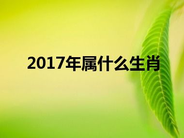 2017年属什么生肖