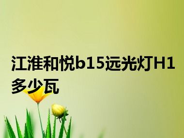 江淮和悦b15远光灯H1多少瓦