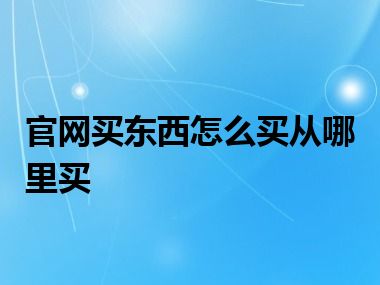 官网买东西怎么买从哪里买