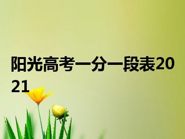 阳光高考一分一段表2021