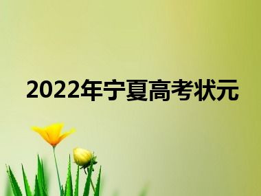 2022年宁夏高考状元