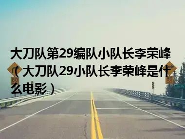 大刀队第29编队小队长李荣峰（大刀队29小队长李荣峰是什么电影）