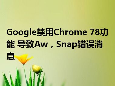 Google禁用Chrome 78功能 导致Aw，Snap错误消息