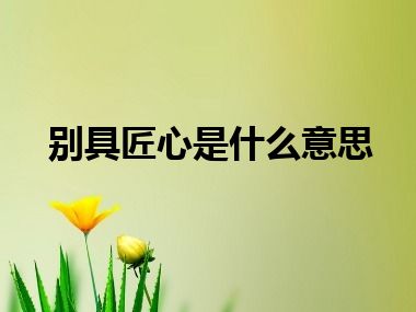 别具匠心是什么意思