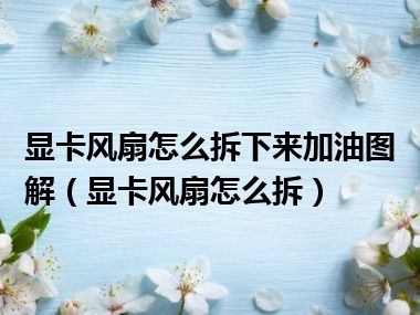 显卡风扇怎么拆下来加油图解（显卡风扇怎么拆）