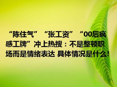 “陈住气”“张工资”“00后疯感工牌”冲上热搜：不是整顿职场而是情绪表达 具体情况是什么!