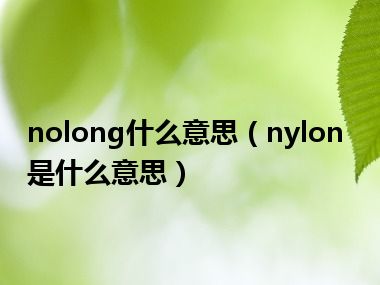 nolong什么意思（nylon是什么意思）