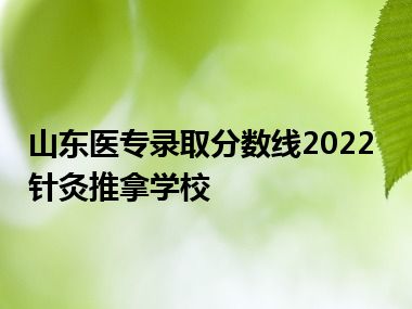 山东医专录取分数线2022针灸推拿学校