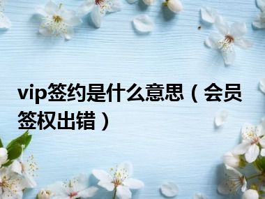 vip签约是什么意思（会员签权出错）