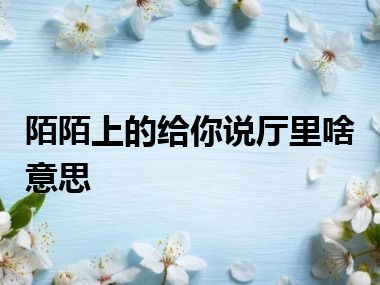 陌陌上的给你说厅里啥意思